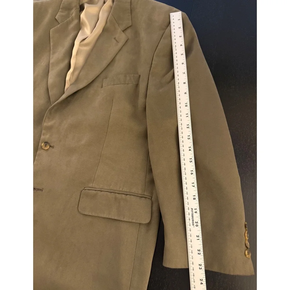 Chaps Ralph Lauren Blazer Mens 46R Green Microsuede Two-Button Sport Coat Jacket